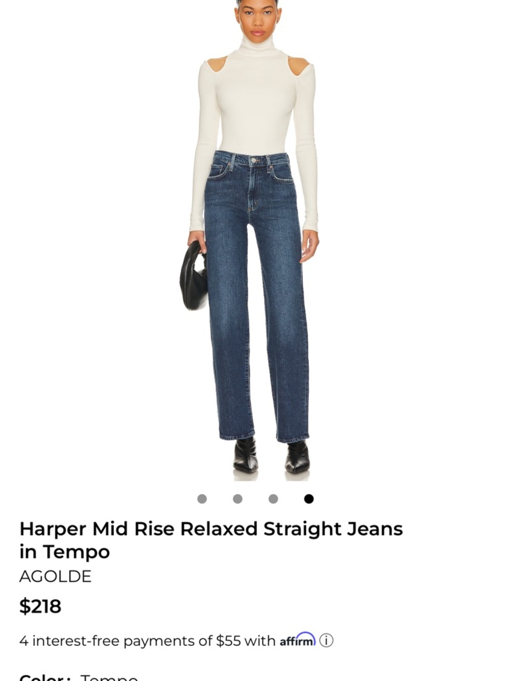 AGOLDE Harper Straight Leg Jeans in Tempo Dark Blue Size 28